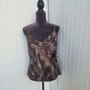 GAP Brown Floral wrap front cami tank top